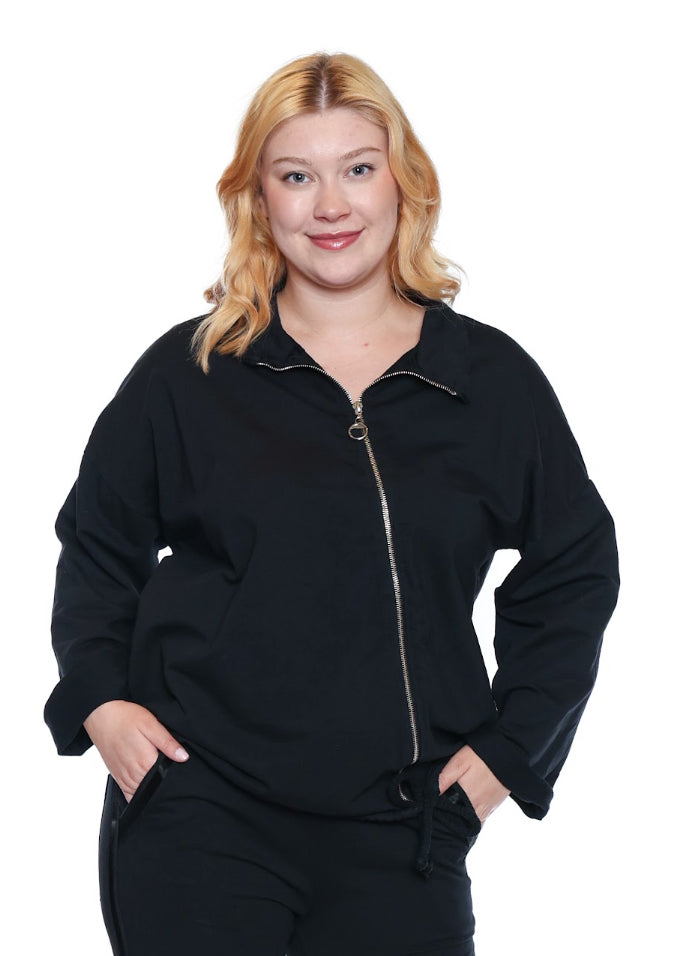 Tie Detail Zip Up Top