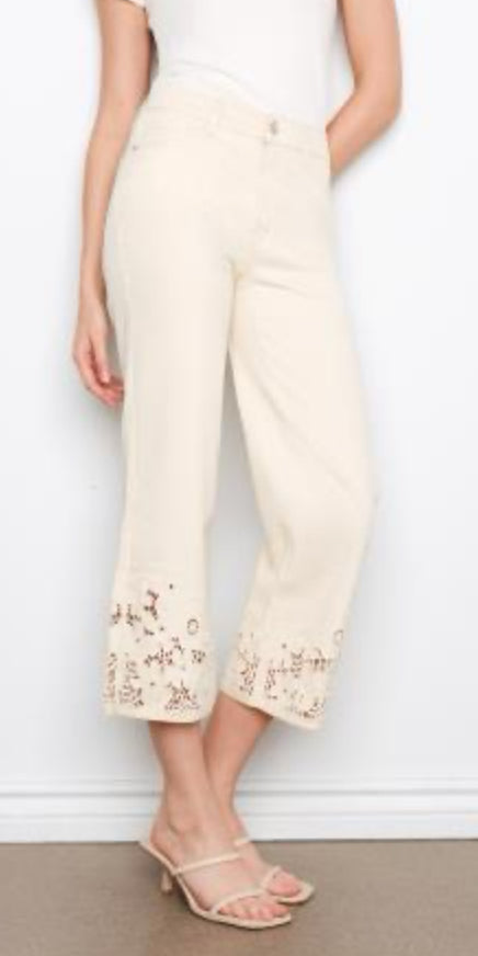 Crop Flared Pant W/Lace Hem