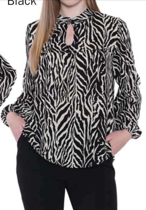 Patterned Long Sleeve Blouse