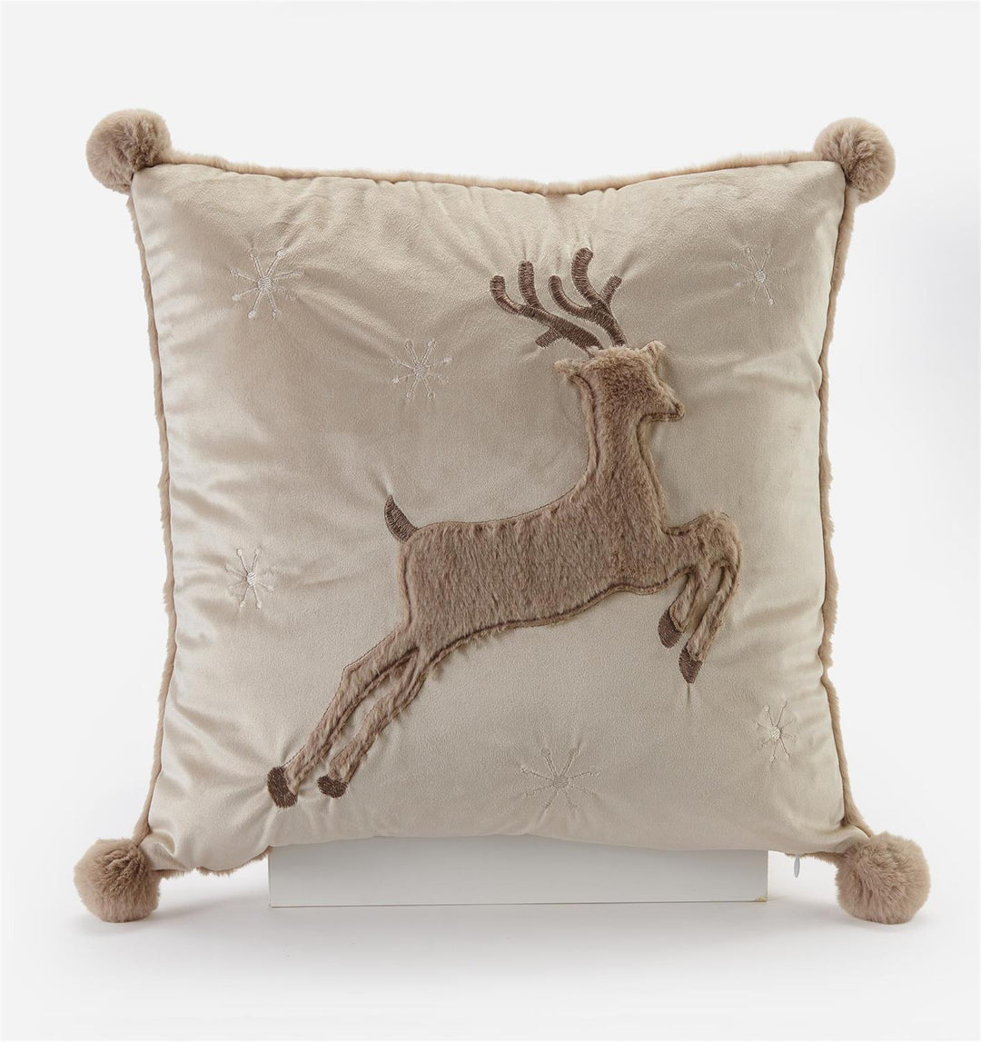 Cream Reindeer Pillow