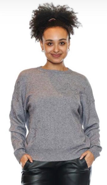 Knit Sweater W/Embroidered Detail