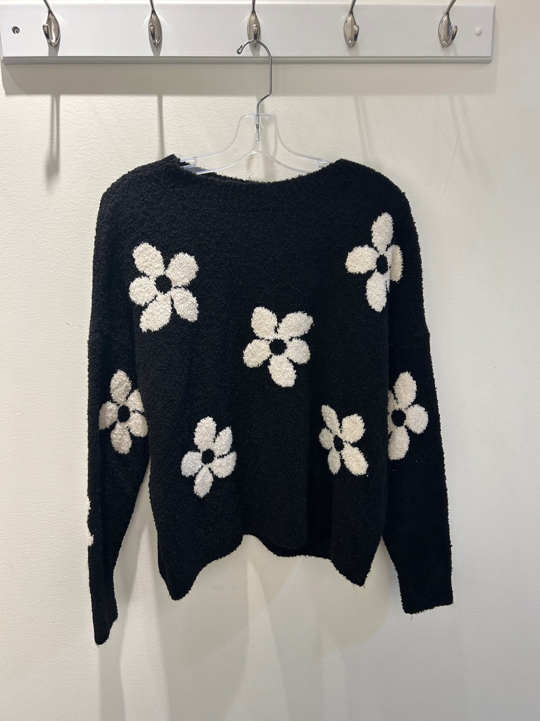 O/S Knit Flower Cozy Sweater