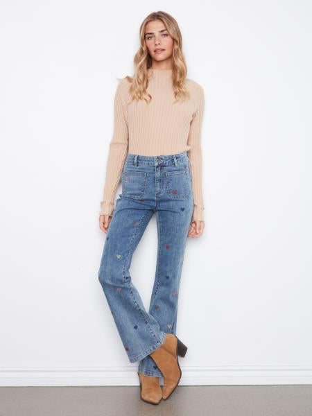 Flare Leg W/Patch Pocket & Embroidery Pant