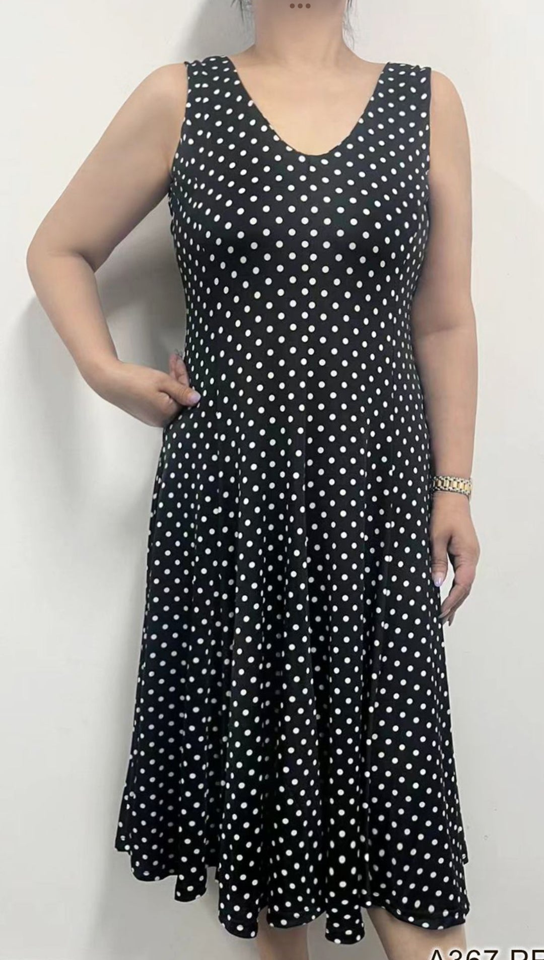 Flowy Wide Strap Polka Dot Dress