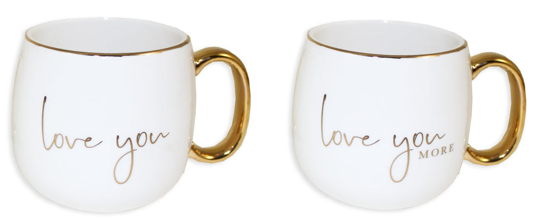 Gold Handle Wedding Mugs