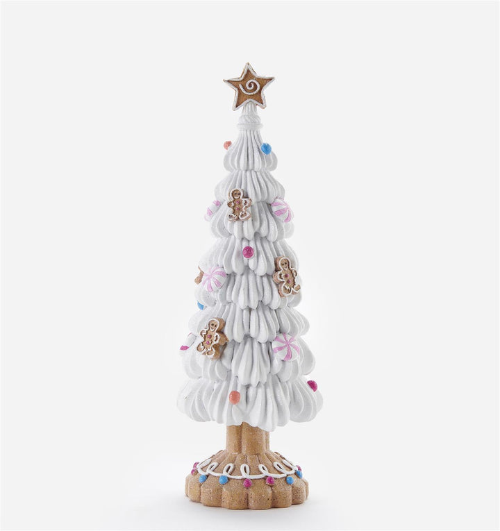 White Christmas Tree W/Gingerbread Man