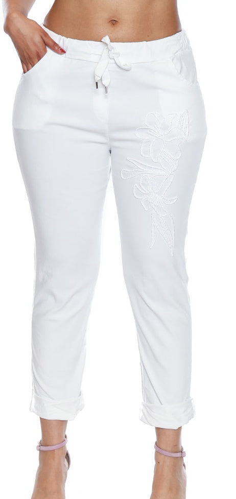 Pull On Drawstring Pant W/Beading Detail