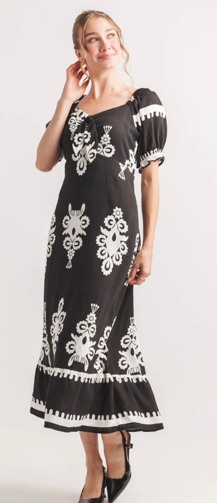 Boho Printed Tie Detail Dress