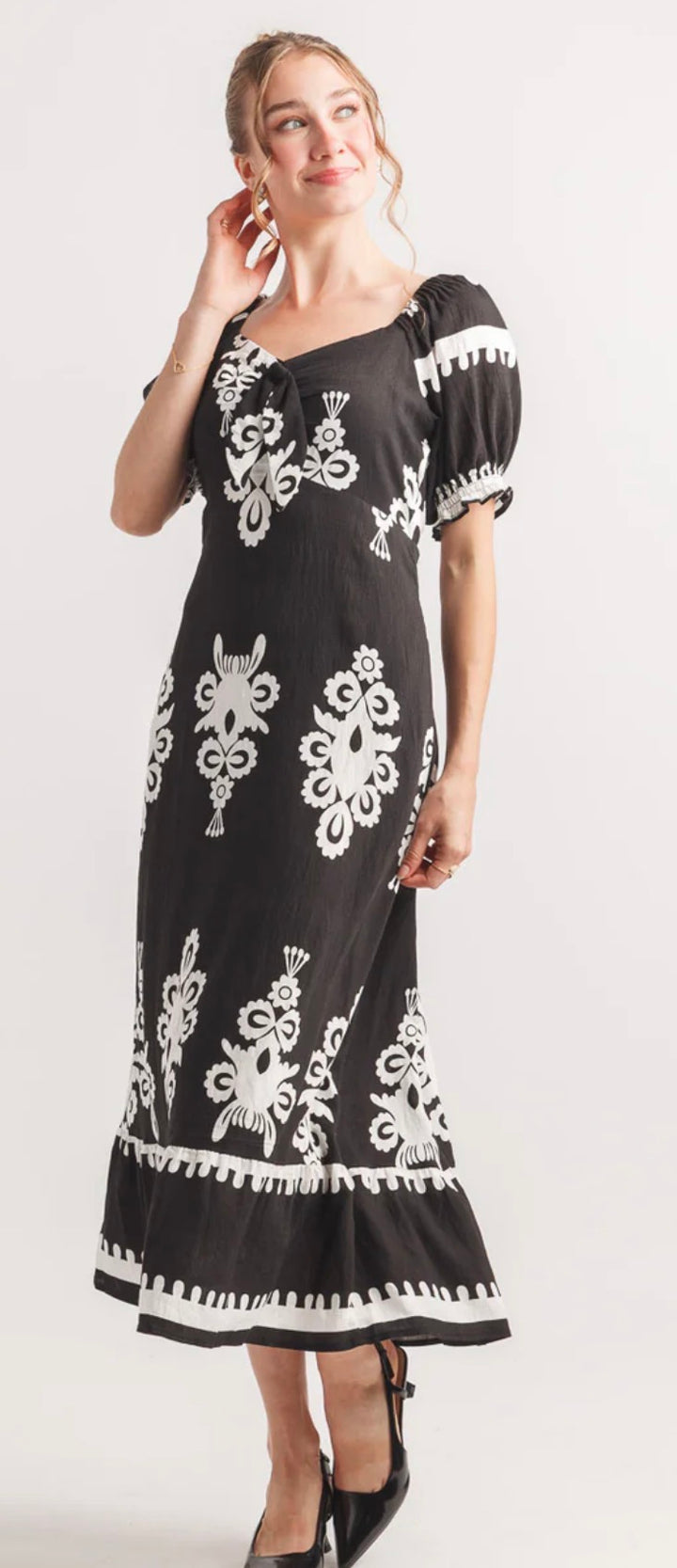 Boho Printed Tie Detail Dress