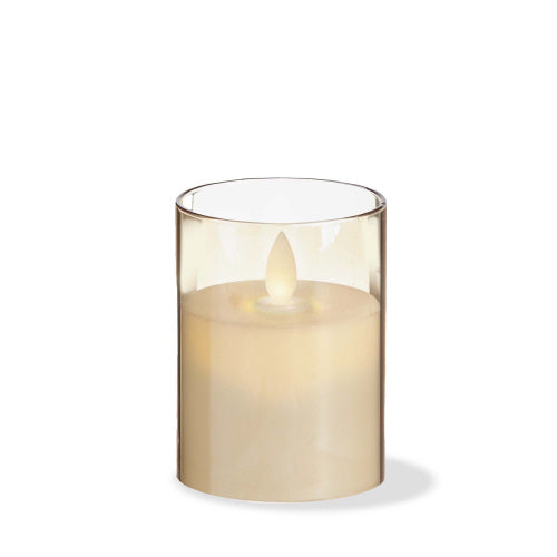 Estella LED Amber Glass Pillar Candle