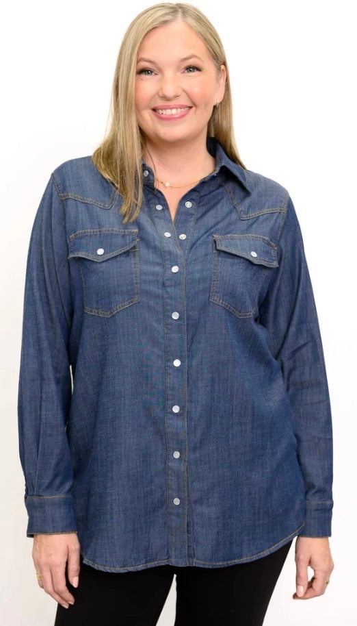Sara Jane Dark Denim Blouse