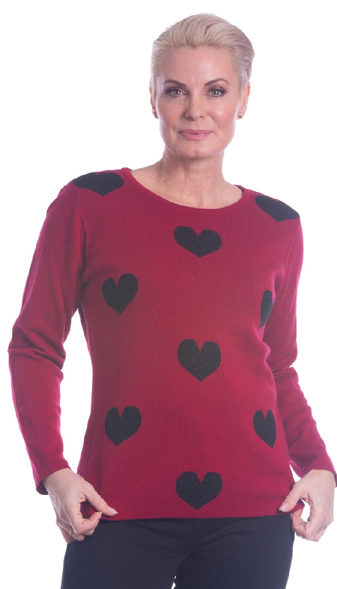 Knit Heart Long Sleeve Top