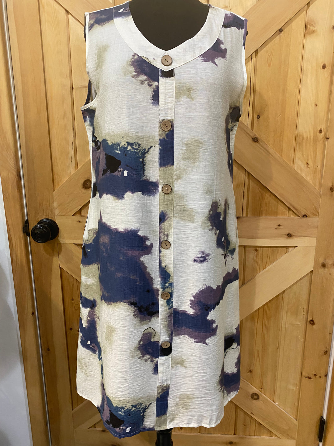 Flowy Sleeveless Button Front Dress