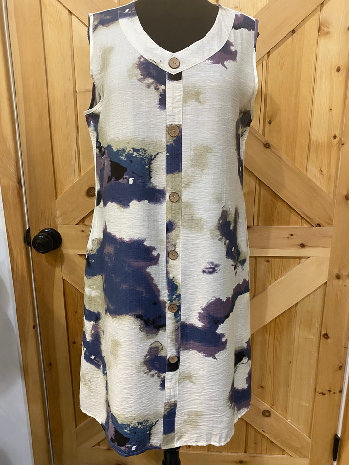 Flowy Sleeveless Button Front Dress
