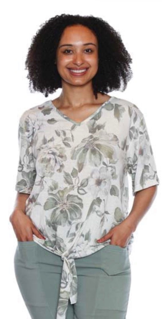 Floral VNeck T-shirt W/Tie