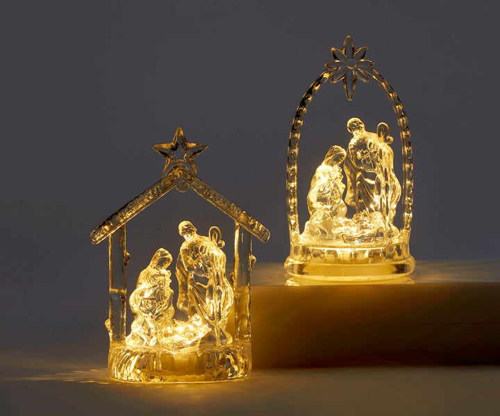 LED Gold Nativity Shelf Sitter