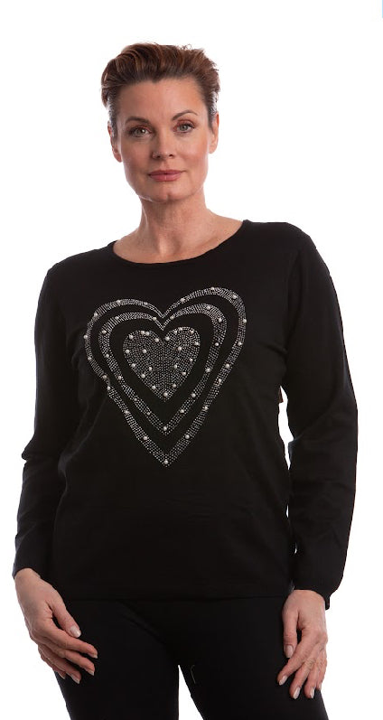 Black Long Sleeve Top W/Heart