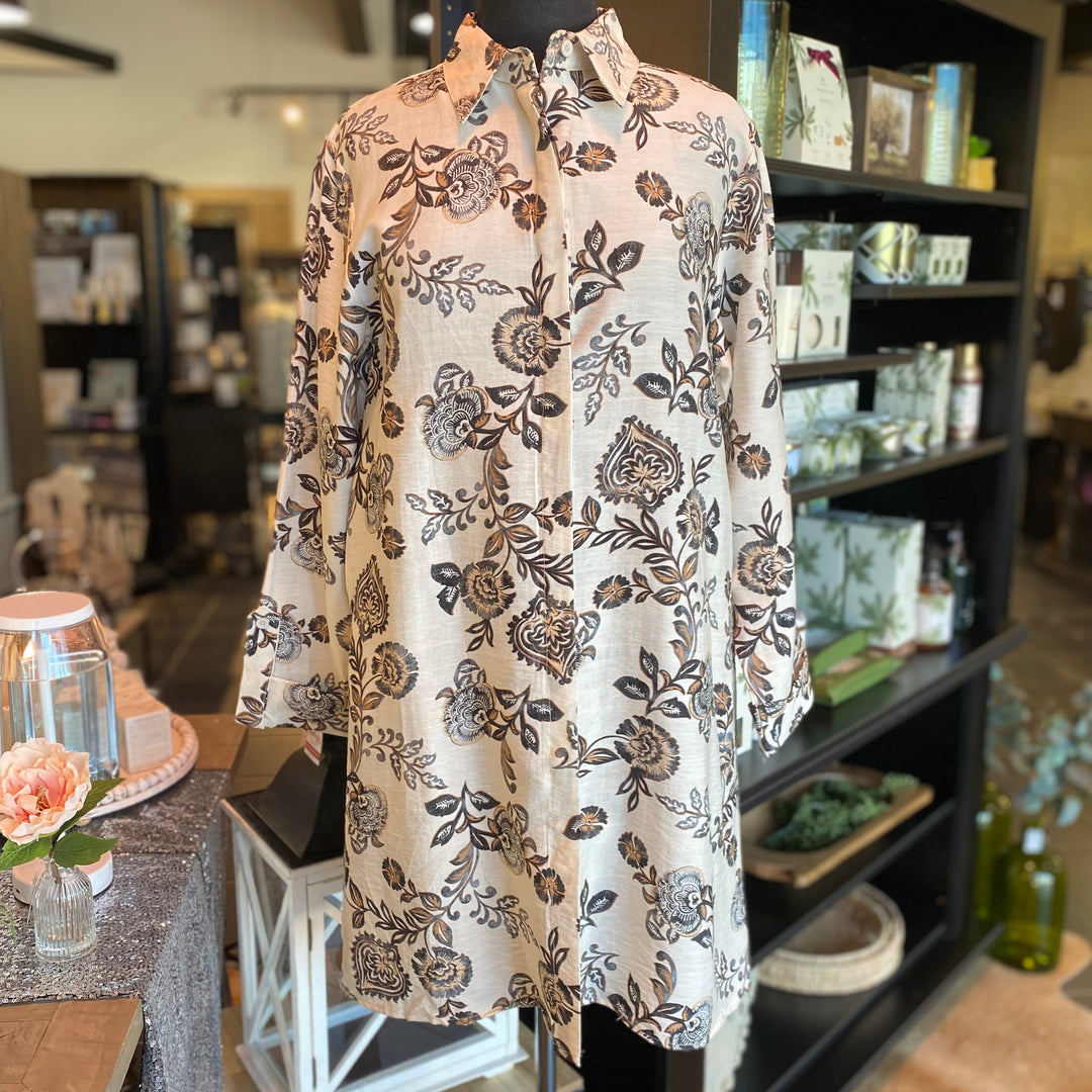 Collared Long Sleeve Button Up Dress