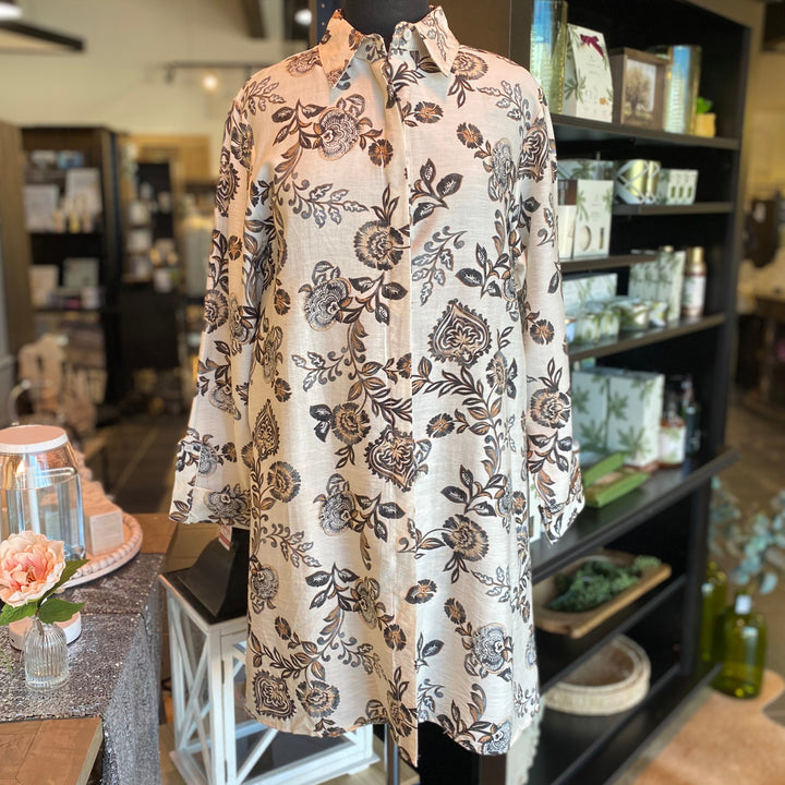 Collared Long Sleeve Button Up Dress