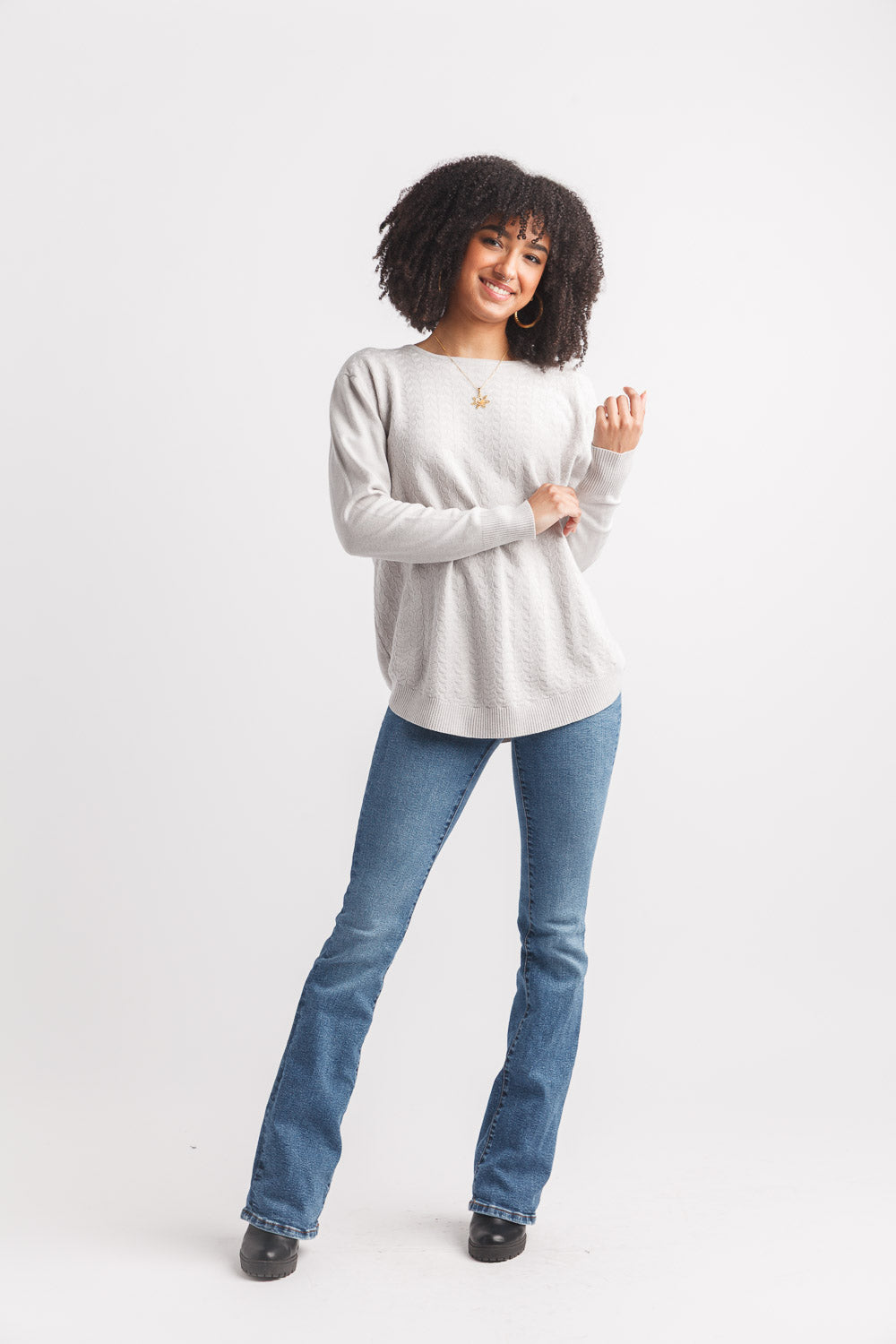 Textured Crew Neck Sweater