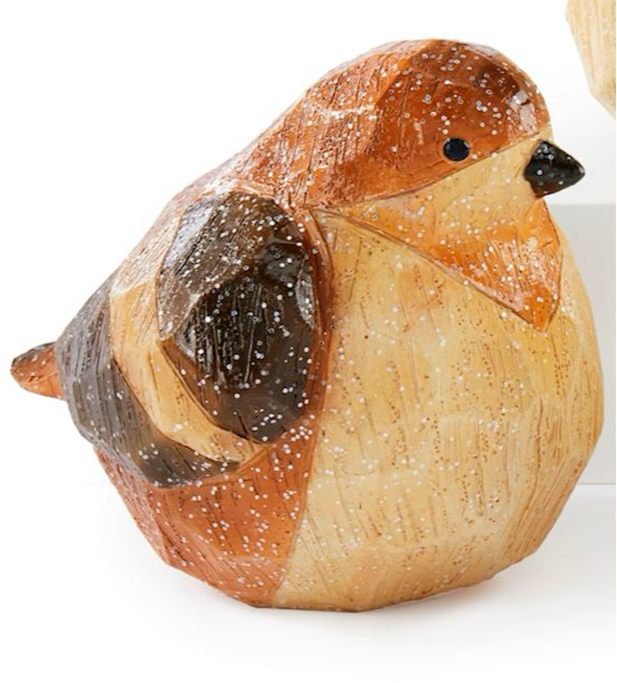 Brown & White Bird Figurine