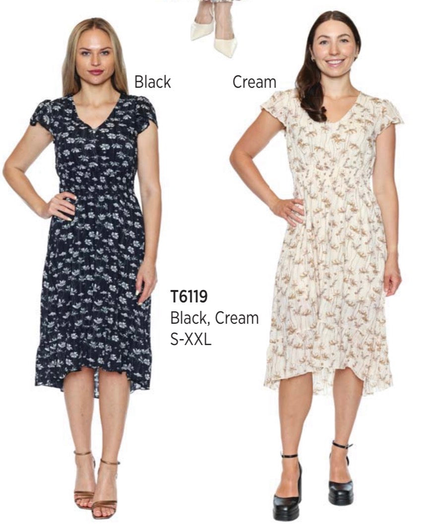 Cap Sleeve V Neck Flowy Dress
