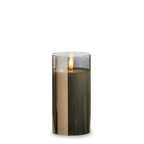 Smoke Glass Pillar Candle