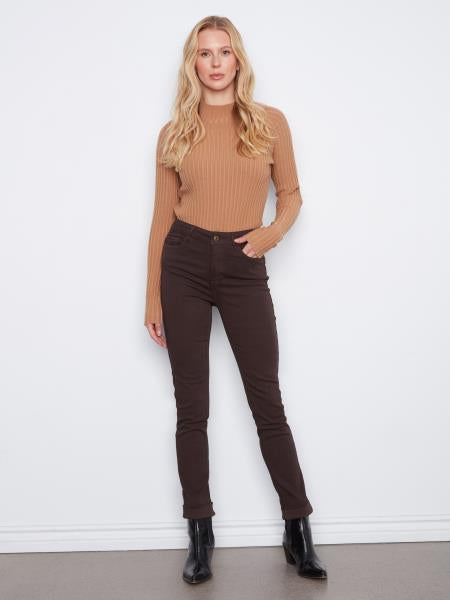 Cuffed Hem Twill Jeans