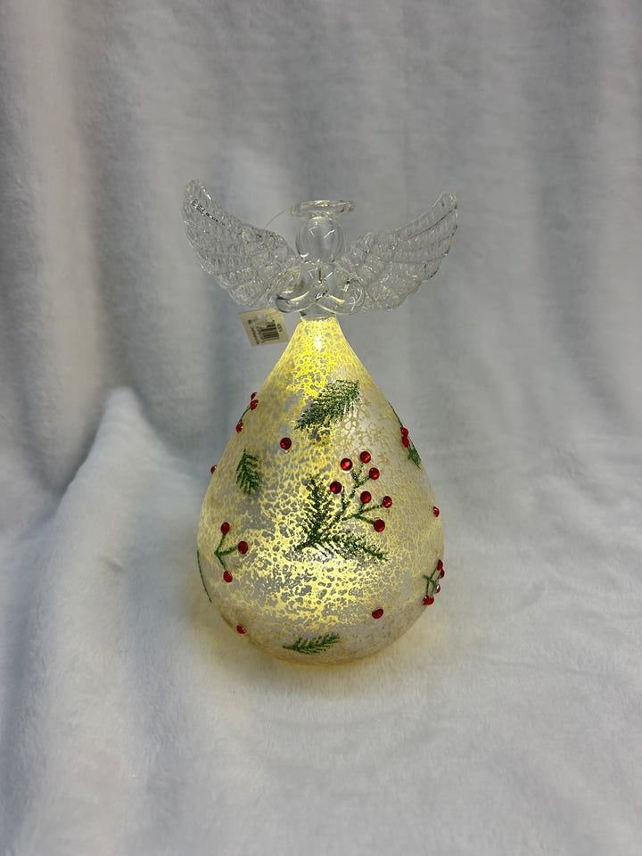 White LED Christmas Ornament W/Holly Berries