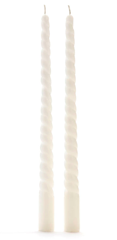 Set Of 2 White Spiral Candle