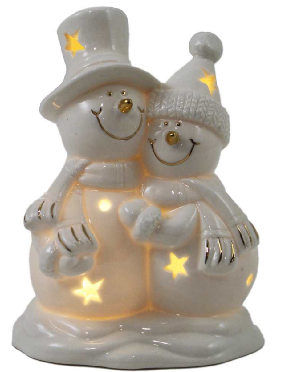 Porcelain Hugging Snowman Figurine