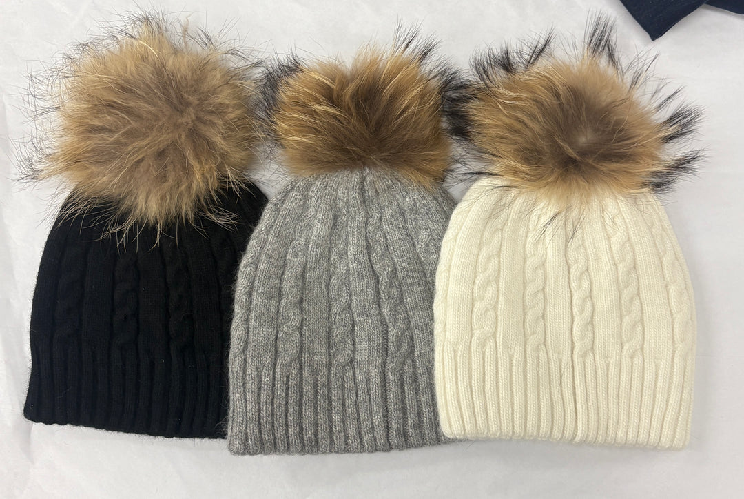 Removable Pom Pom Faux Fur Toque