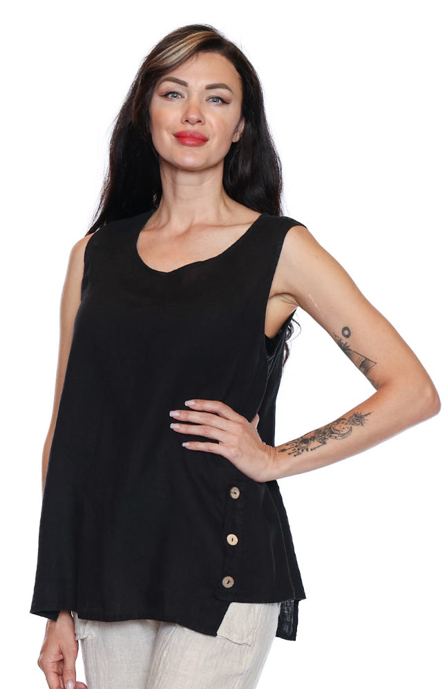 Sleeveless Side Button Detail Top