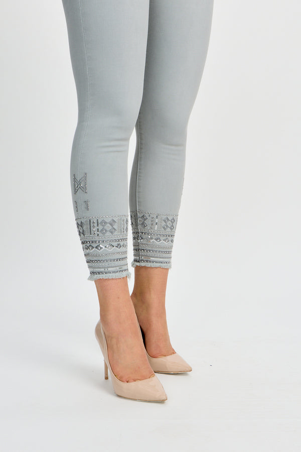 Silver Boho Bedazzled Pant
