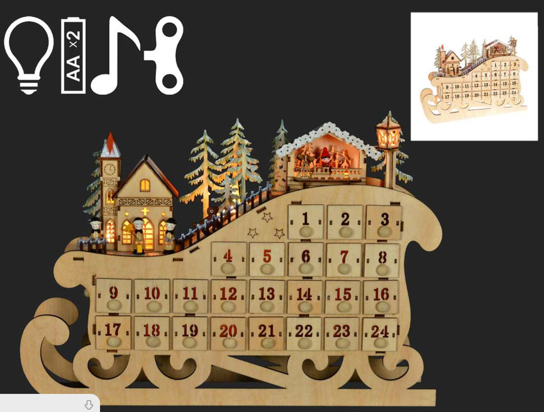 Laser Cut Advent Calender W/Light & Music