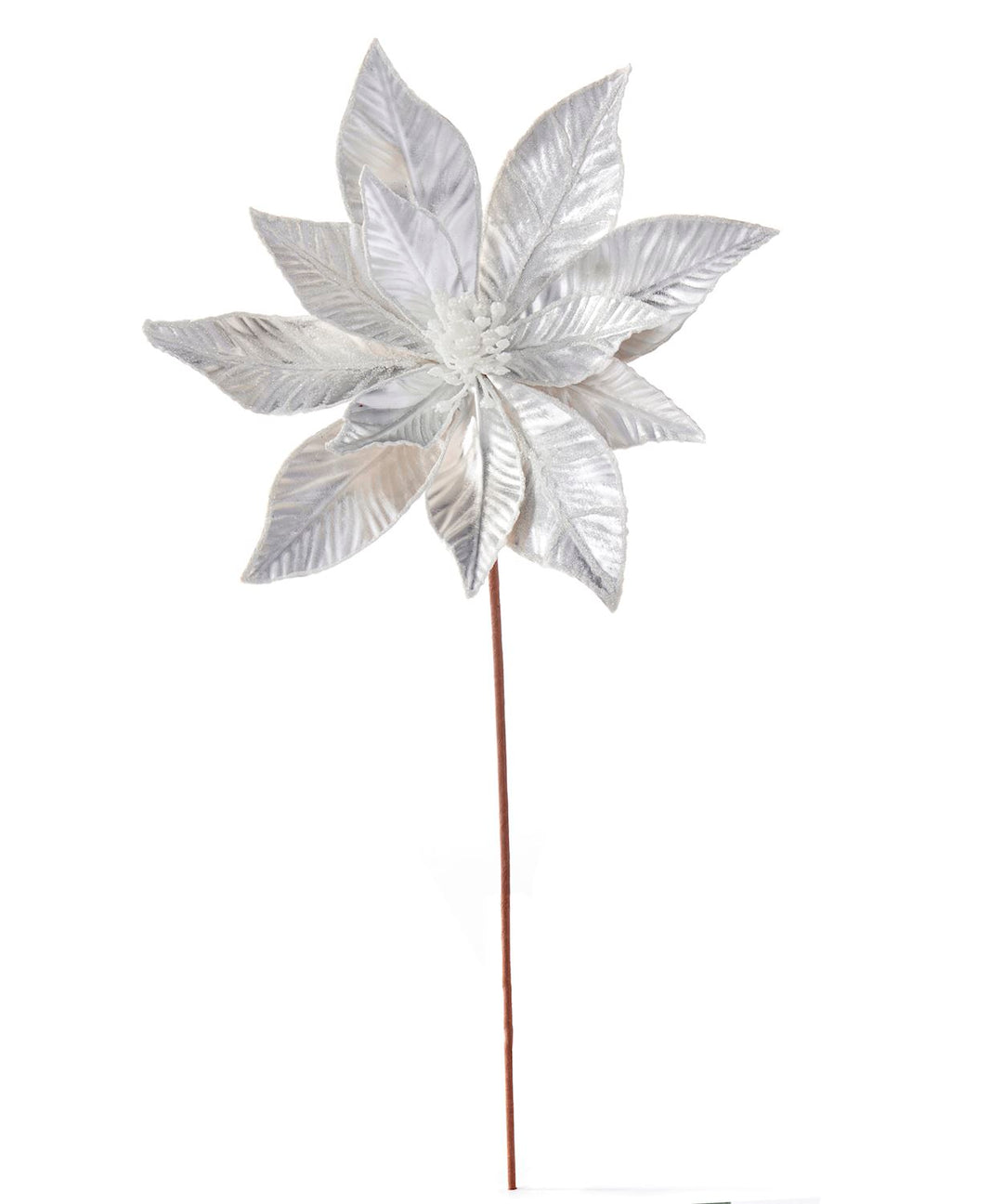 Silver Poinsettia Pick