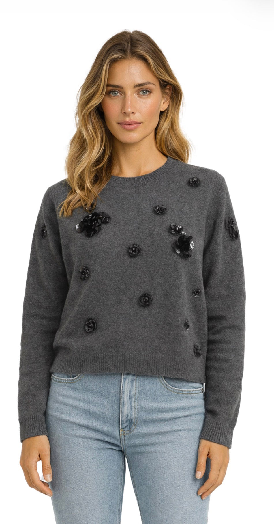 Long Sleeve Cropped Sparkle Detail Sweater