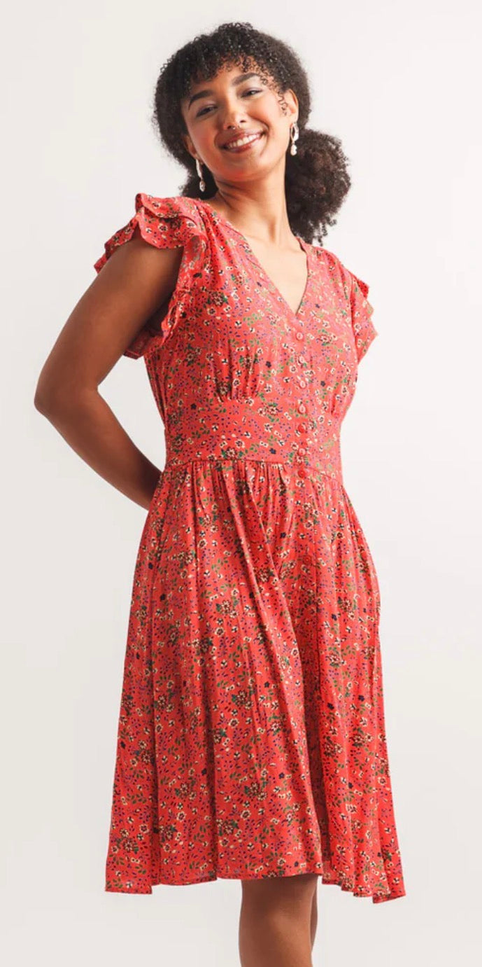 Floral Button Front Dress