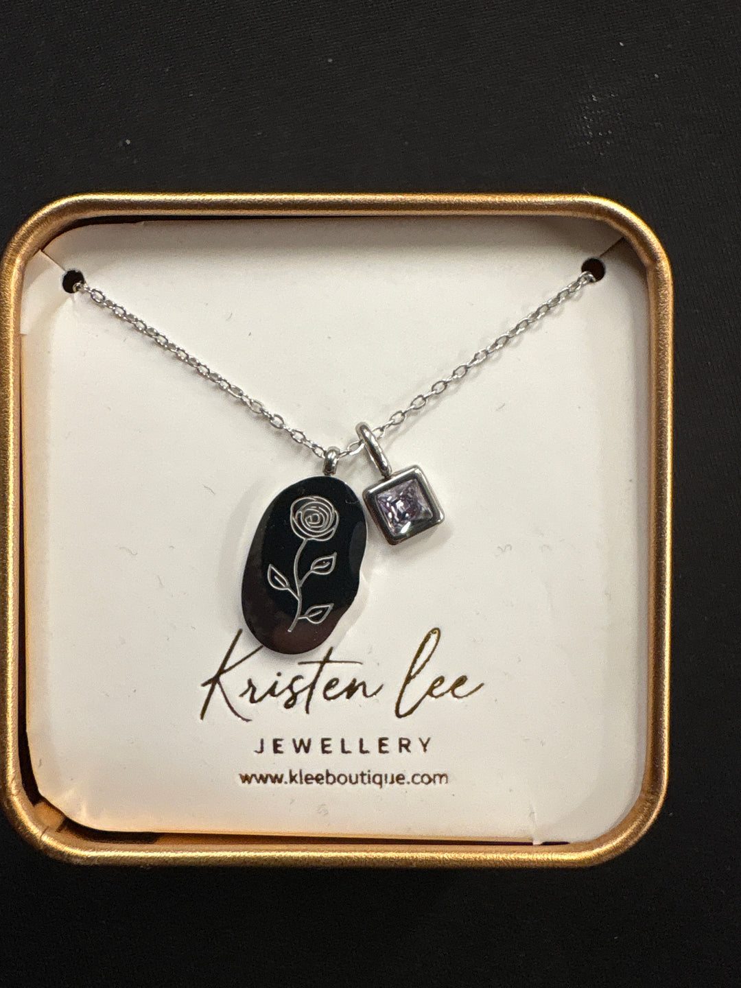 Silver Birth Flower Necklace W/Charm