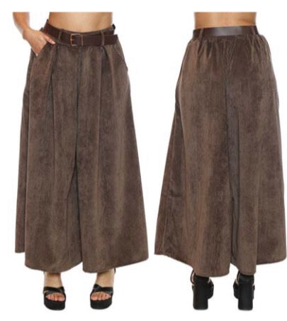 Ultra Wide Corduroy Pleated Pant W/Belt