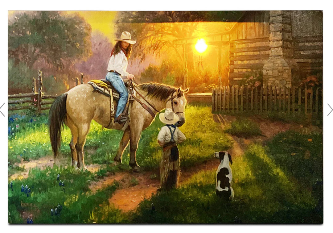 LED Woman On Horse Canvas