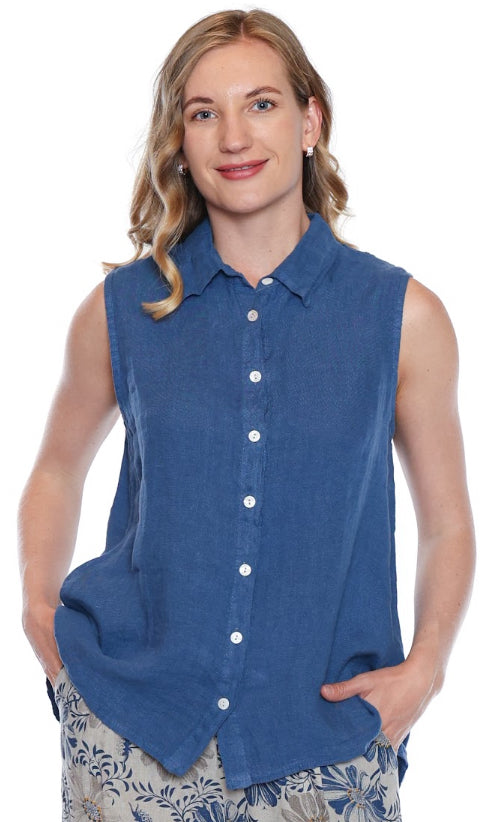 Sleeveless Button Front Top