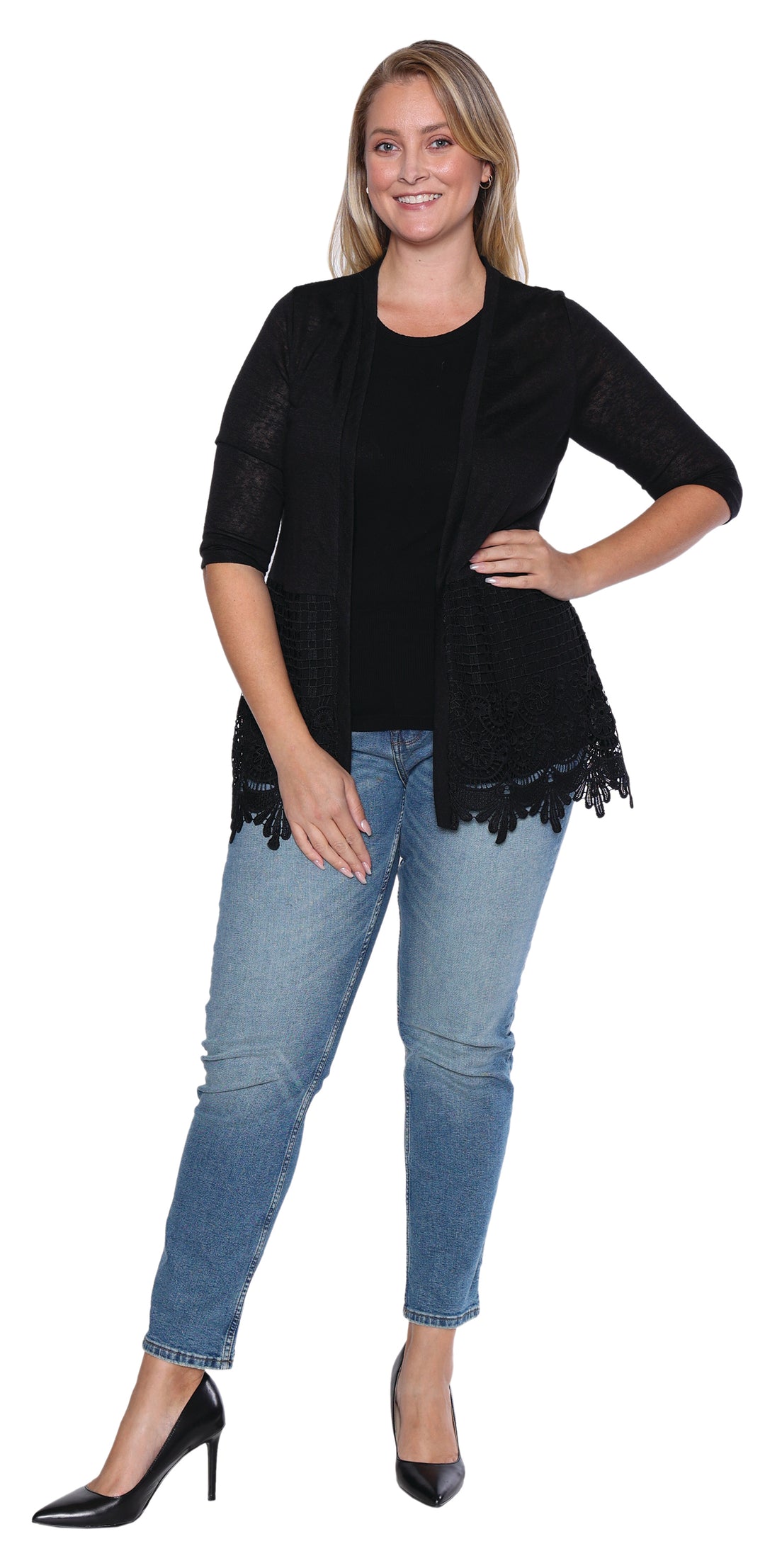 Cardigan W/Lace Detail