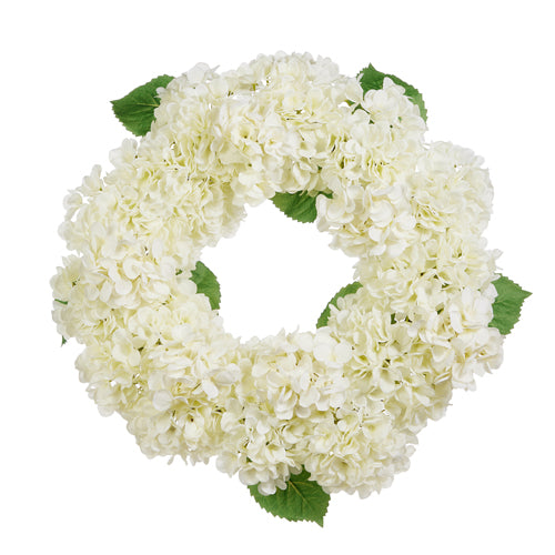26” White Hydrangea Wreath