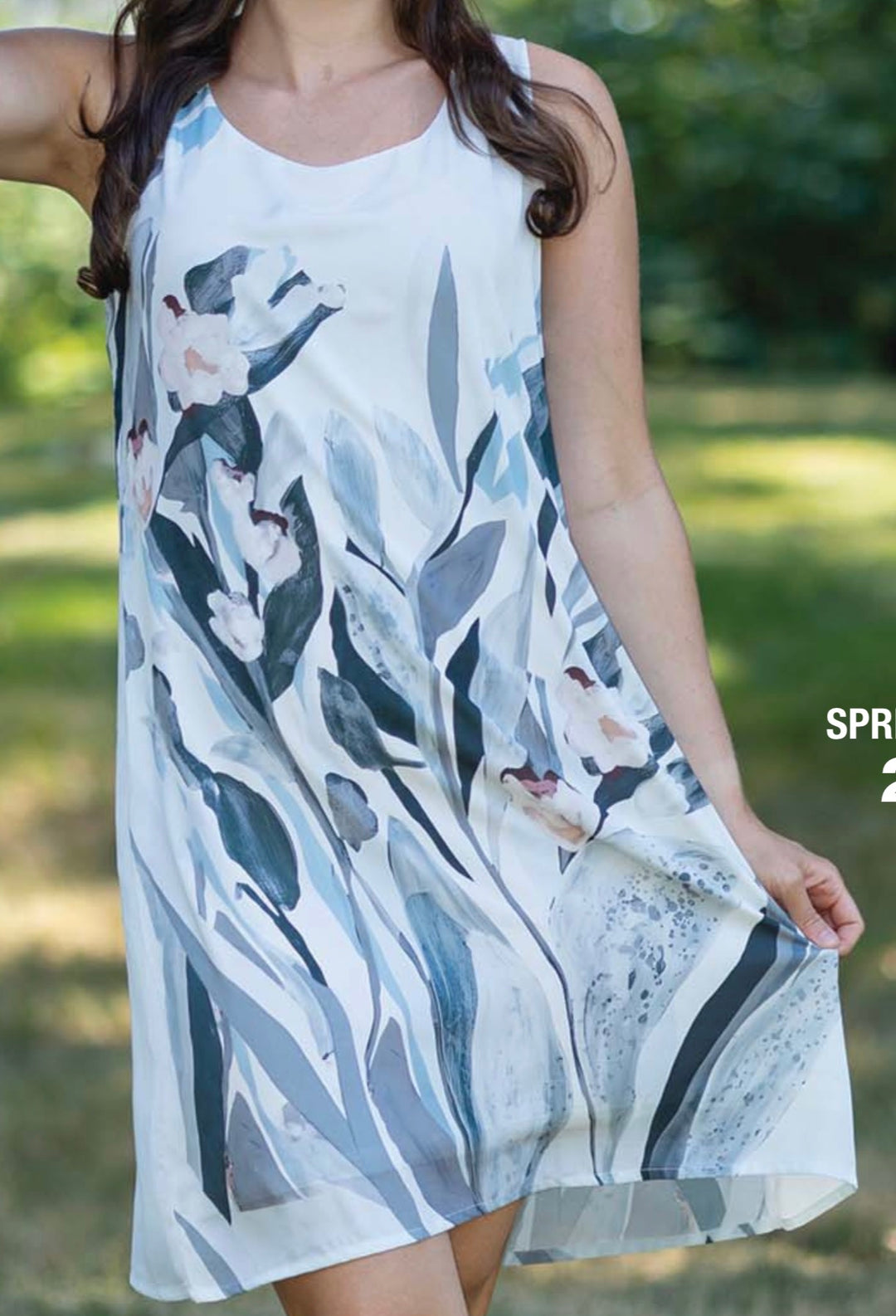 Printed Zipper Back Flowy Dress