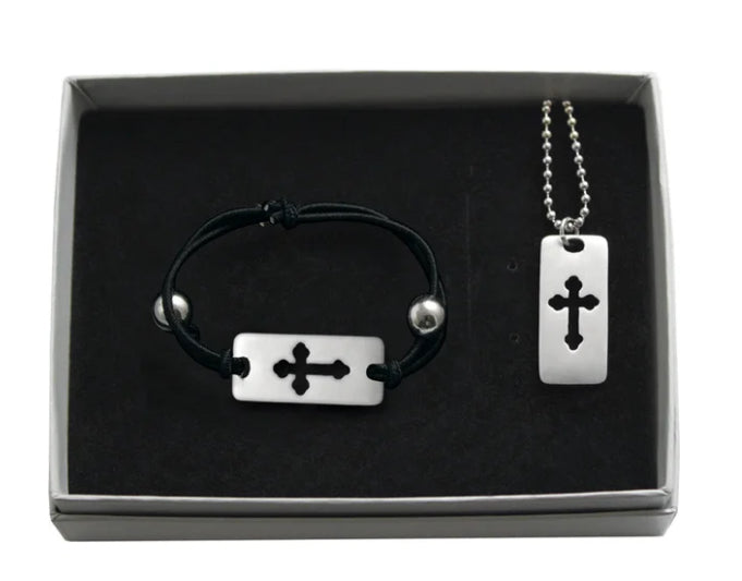 Cross Bracelet W/Cross Pendant Gift Set