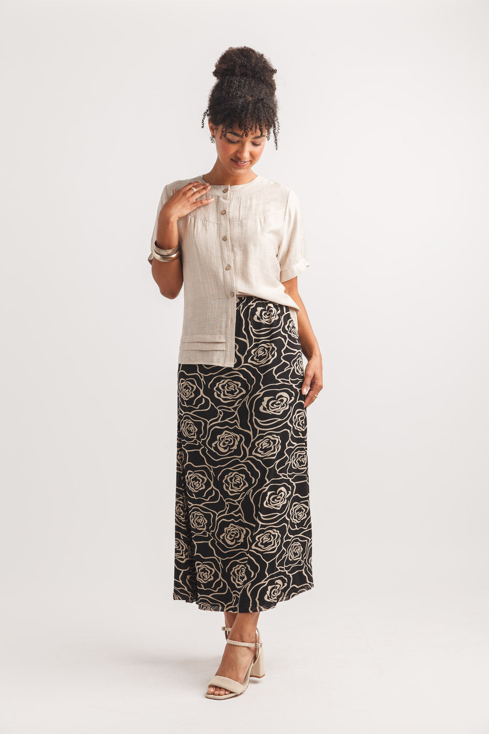 Short Sleeve Button Front Top