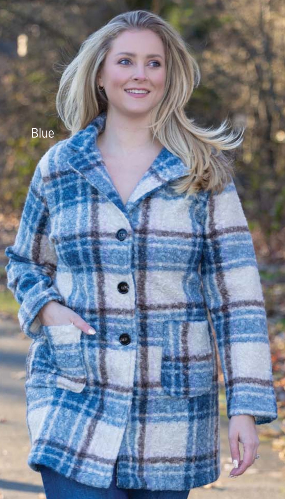 Blue Plaid Fuzzy Jacket