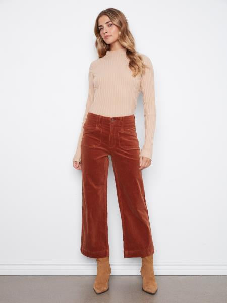 Cropped Wide Leg Pant W/Patch Pockets