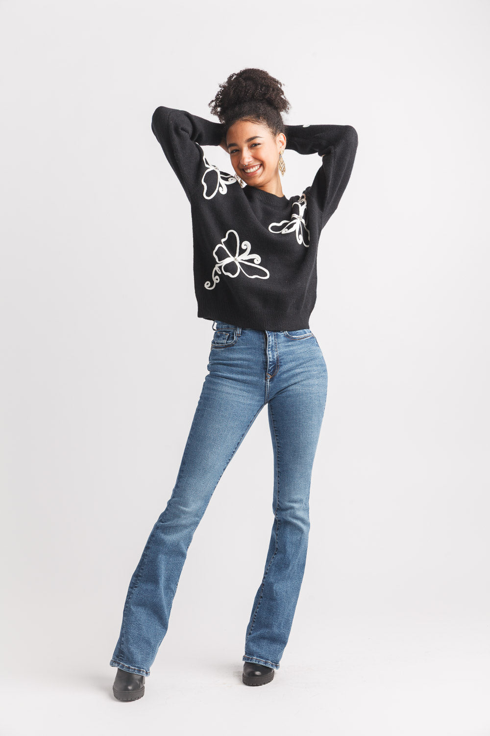 3D Butterfly Detail Knit Sweater